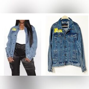 Members Only X Nickelodeon SpongeBob SquarePants Collaborate Demin Jacket EUC